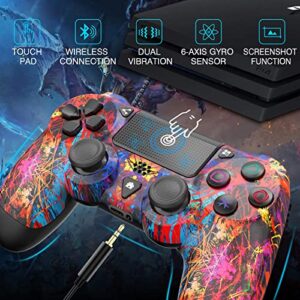 Akvwj 【Upgraded】 Wireless PS4 Remote Controller Compatible with Playstation 4/Slim/Pro with Dual Vibration/6-Axis Motion Sensor/Audio Replacement for PS4 Controller