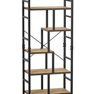 Pipishell 5-Tier Bookshelf, Tall Bookcase Storage Shelf Organizer with Steel Frame, Decorative Industrial Display Shelf, Multipurpose Storage Rack for Bedroom, Living Room, Office, Study, Hallway