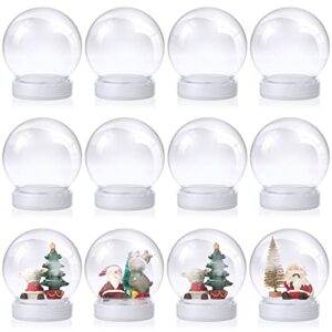 mimorou 12 pcs 3.9 inch christmas plastic s globe with screw off cap clear fillable water globe diy s globes with white base for crafts home decoration display plant