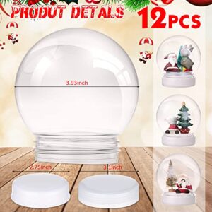 Mimorou 12 Pcs 3.9 Inch Christmas Plastic S Globe with Screw Off Cap Clear Fillable Water Globe DIY S Globes with White Base for Crafts Home Decoration Display Plant