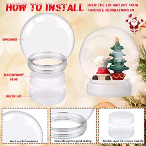Mimorou 12 Pcs 3.9 Inch Christmas Plastic S Globe with Screw Off Cap Clear Fillable Water Globe DIY S Globes with White Base for Crafts Home Decoration Display Plant