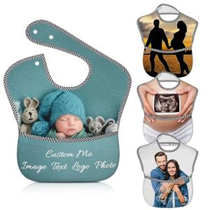 zoczos personalized baby bib custom your image text design newborn bib gift for unisex 6-24 months