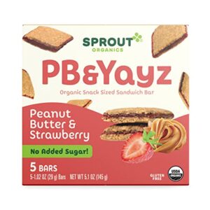 sprout organics pb & yayz sandwich bars peanut butter & strawberry, organic gluten free toddler snack