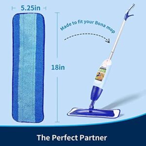 Microfiber Reusable Mop Floor Pad Replacement for Bona Hardwood Floor Cleaner Microfiber Mop Pads for Hardwood Floor for 18 Inch Mop (2)