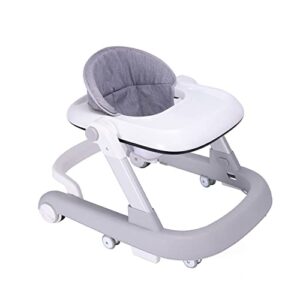 fugualin foldable baby walker for boys and girls, 2 in 1 toddler walker learning-seated or walk-behind, adjustable speed rear wheels, safety bumper, detachable seat cover, anti-rollover