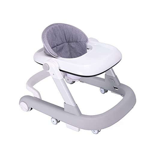 FUGUALIN Foldable Baby Walker for Boys and Girls, 2 in 1 Toddler Walker Learning-Seated or Walk-Behind, Adjustable Speed Rear Wheels, Safety Bumper, Detachable Seat Cover, Anti-Rollover