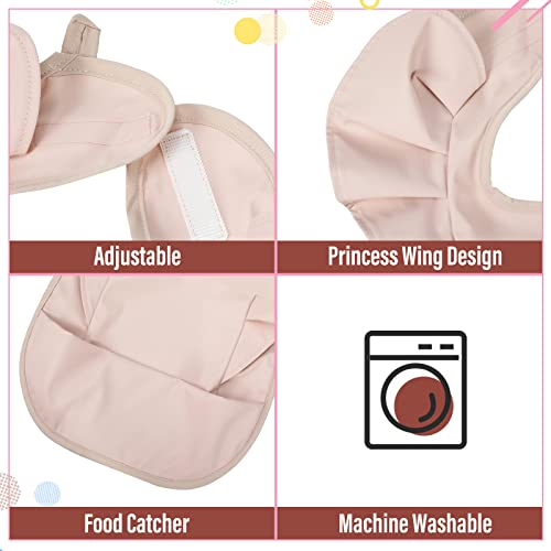 JaGely 3 Pcs Baby Bib for Eating Waterproof Baby Bib Baby Girl Food Bib Washable Toddler Bib Soft Feeding Bib with Food Catcher for Baby Boy or Girl Eating Travel Home Supplies