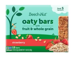 beech-nut oaty bars with fruit & whole grain strawberry toddler snack bar, 15 bars