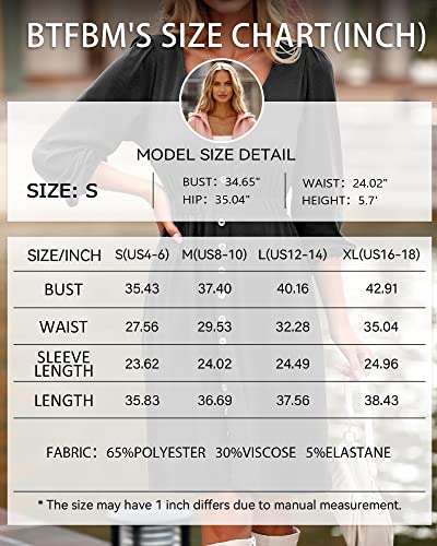 BTFBM Women 2023 Casual Button Down Summer Fall Dresses Long Sleeve Crew Neck Solid High Waist Short Tunic Mini Dress(Long Buttons Black, Medium)