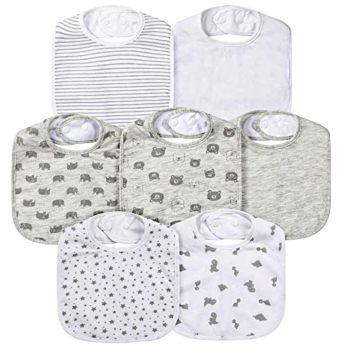 Gelisite 7 Pack Waterproof Baby Cotton Absorbent Bibs for Drooling Teething