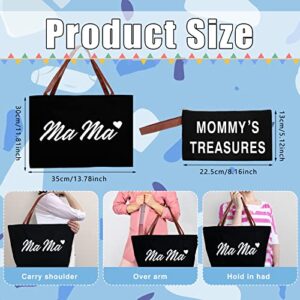 Sadnyy 2 Pcs Mama Bag for Hospital Canvas Tote Bag with Pouch Mom Diaper Bag for Labor and Delivery (Black)