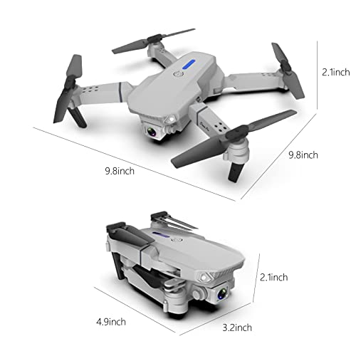 Drone with 1080P Dual HD Camera, 2022 Upgradded RC Quadcopter FPV Camera Foldable Drone Toys Gift for Adults and Kids, One Key Start Speed Adjustment, 360° Altitude Hold Mode, Camera/Video (White)