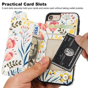 HAOPINSH for iPhone SE(2022) iPhone SE(2020) iPhone 7/8 Wallet Case with Card Holder, Floral Flower Flip Folio PU Leather Kickstand Card Slots,Double Magnetic Clasp Shockproof Case 4.7"