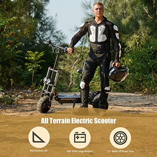 5600W 35Ah Dual Motor Electric Scooter Adults with Seat, 50 MPH Fast Off Road Electric Scooter, Max 56 Miles Range E Scooter, Foldable 11" Fat tire All-Terrain Electric Scooter Max 440lb Load