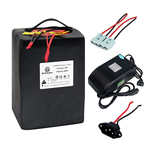 BtrPower 72V Ebike Battery 72V 20AH LiFePO4 Battery Pack with 5A Fast Charger and 80A BMS Fit for Electric,Scooter,Bicycles,Motorcycle 5500W-350W Motor