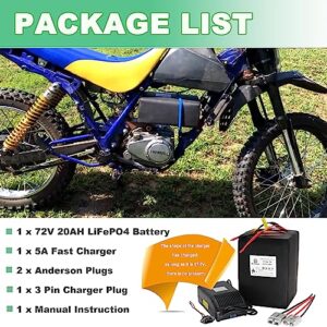 BtrPower 72V Ebike Battery 72V 20AH LiFePO4 Battery Pack with 5A Fast Charger and 80A BMS Fit for Electric,Scooter,Bicycles,Motorcycle 5500W-350W Motor