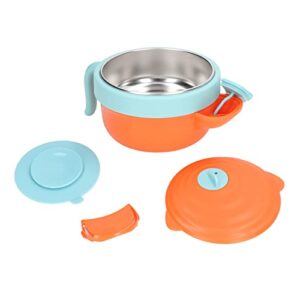 Baby Suction Bowls, Stay Put Suction Bowl with Lid Toddler Feeding Set Safe Dishwasher Detachable Stainless Steel Interior Weaning Insulation Bowl(Orange)