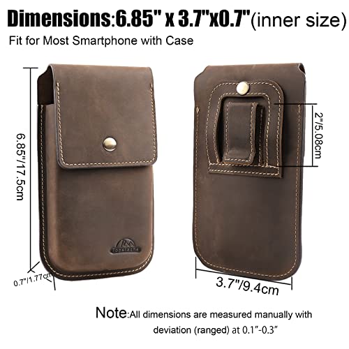 Topstache Leather Phone Holster for Belt,Flip Cell Phone Case with Belt Clip for S22 Ultra,S22 Plus,S22, Pouch for iPhone 14/13 Pro Max, Universal Smartphone Sheath