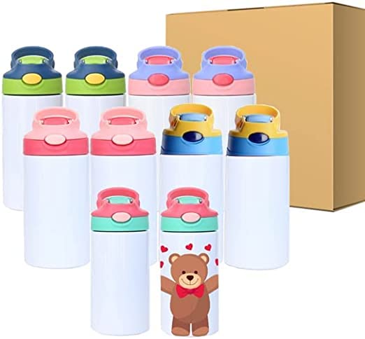 25Pack 12oz Kid sublimation Tumbler Blank Strainght Insulated Cute Sippy Cup Stainless Steel Water Bottle