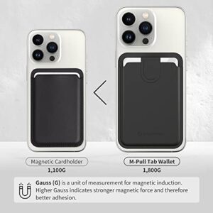 Sinjimoru Vegan Leather iPhone 14 Wallet for MagSafe Wallet, iPhone 14 Plus Magnetic Accordion Wallet Card Holder for Back of Cell Phone Case foriPhone 15 14 13 12 Series. M-Pull Tab Wallet Black