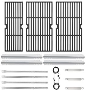 delsbbq cast iron grill grates and stainless steel grill part kit for charbroil performance 4 burner grills 463376017 463347017 463347418 463342119, cooking grids for g470-0002-w2 g470-0003-w1