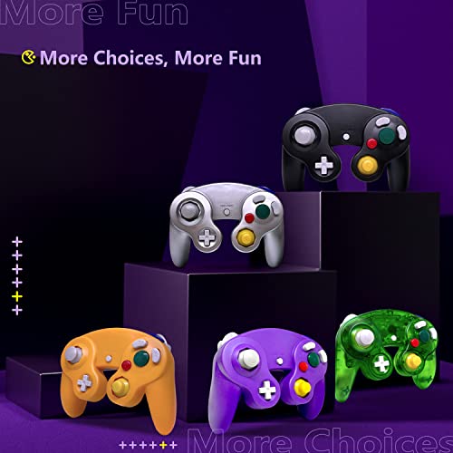 4 Pack Gamecube Controller, with 4 Extension Cables and 4-Port USB Adapter for Switch PC Wii U Console (Black, Purple, Sliver, Green)