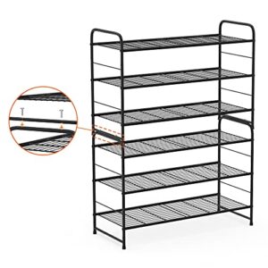 Coonoor 3 Tier Shoe Rack,Stackable and Adjustable Multi-Function Wire Grid Shoe Organizer Storage,Black