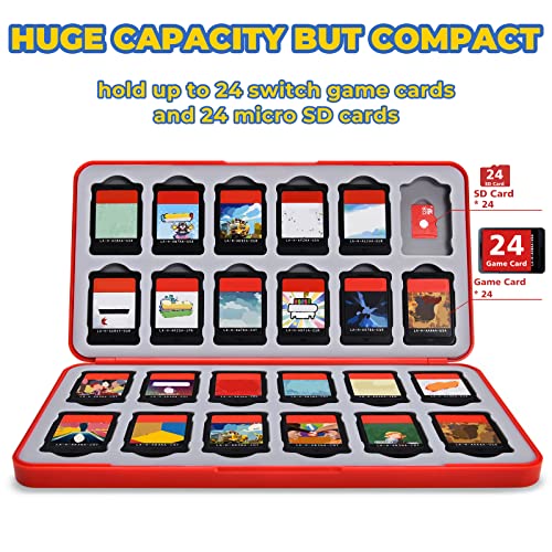 Switch Game Case Compatible with Nintendo Switch Games & Micro SD Cards, FUNLAB Switch Game Holder Cartridge Case with 24 Game Card Storage - Pokedex Red