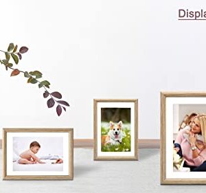 Alkerman 5x7 Picture Frame,Display Pictures 4x6 with Mat or 5x7 Without Mat, Natural Wood with High Definition Glass for Table Top Display and Wall Mounting Photo Frame