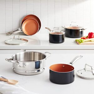 Amazon Basics Ceramic Nonstick Pots and Pans Cookware Set, 10-Piece Set- Copper Color