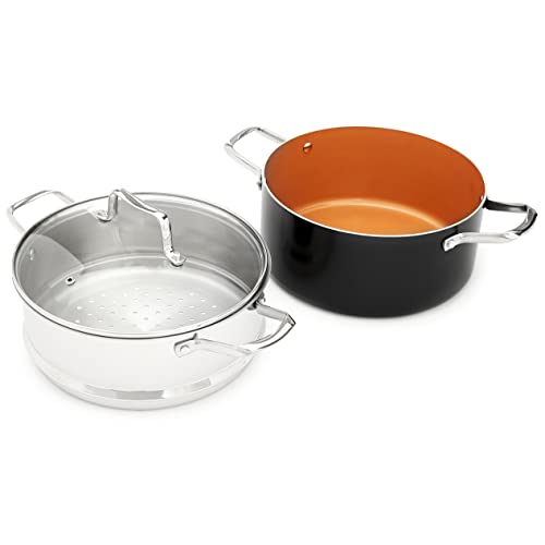 Amazon Basics Ceramic Nonstick Pots and Pans Cookware Set, 10-Piece Set- Copper Color