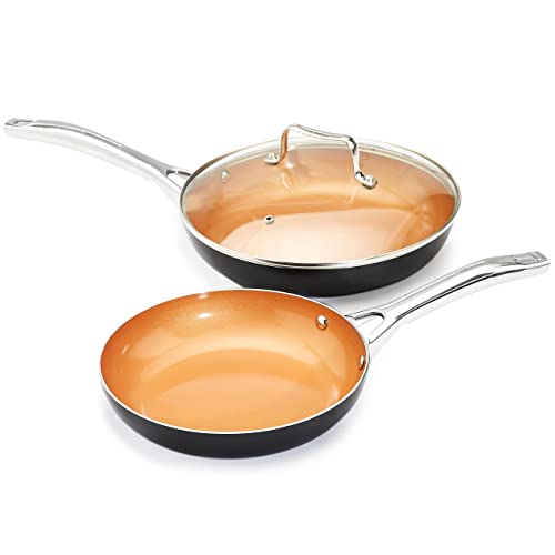 Amazon Basics Ceramic Nonstick Pots and Pans Cookware Set, 10-Piece Set- Copper Color