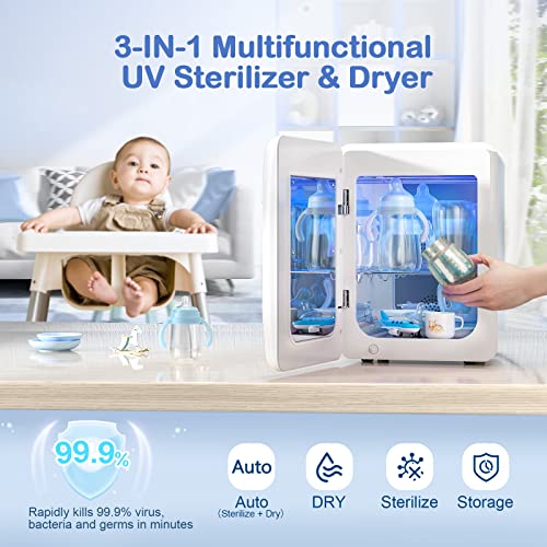 Grelife UV Sterilizer and Dryer for Baby Bottles, 18L Bottle Sterilizer and Dryer with Touch Screen Control & Auto-Off Safety for Toys/Clothes/Beauty Tools/Tableware/Phone/Home Office Items