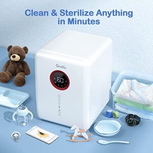 Grelife UV Sterilizer and Dryer for Baby Bottles, 18L Bottle Sterilizer and Dryer with Touch Screen Control & Auto-Off Safety for Toys/Clothes/Beauty Tools/Tableware/Phone/Home Office Items