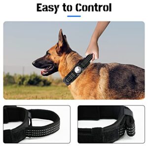 Tieuwant Tactical AirTag Dog Collar, Adjustable Air Tag Dog Collar, Military Training Nylon Dog Collar with Apple AirTag Holder and Control Handle for Medium Large Dogs (L, Black)