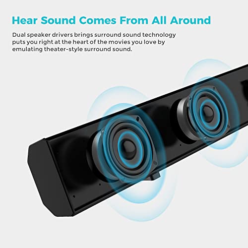 MZEIBO Sound Bar, TV Sound Bar Home Theater Speakers Wired and Wireless Bluetooth Audio Speakers for TV with Remote Control
