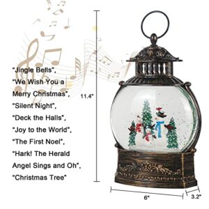 DRomance Christmas Singing Snow Globe Lantern Battery Operated USB Powered Lighted Water Glitters Music Snow Globe Holiday Decoration for Women Children(Snowman, 6 x 3.2 x 11 Inches)