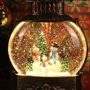 DRomance Christmas Singing Snow Globe Lantern Battery Operated USB Powered Lighted Water Glitters Music Snow Globe Holiday Decoration for Women Children(Snowman, 6 x 3.2 x 11 Inches)