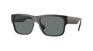 burberry knight be4358 346481 57mm black/dark grey polarized square sunglasses for men + bundle with designer iwear eyewear kit