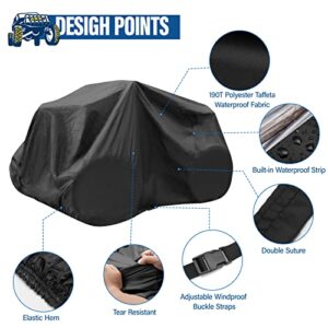 ZOEDO ATV Cover Waterproof, Heavy Duty Windproof Quad Covers, All Weather Protection 4 Wheeler Covers fit for Kawasaki, Honda, Polaris, Yamaha, 86'' (Black, XXL)