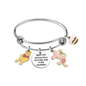 women girls bracelet inspirational gift for her winnie the pooh and piglet charm bracelet encouragement bracelet for birthday christmas gift (when life)