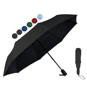 vivian & tommy travel umbrella windproof auto open close compact folding umbrella uv protection strong steel lightweight portable for women and men (black)