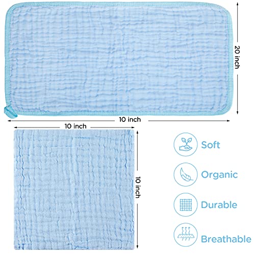 Kenning 30 Pcs Muslin Burp Cloths Cotton Hand Washcloths 2 Sizes 6 Layers Soft Absorbent Burping Cloths for Babies Burp Rags Diapers Bibs Newborn Baby Wipes for Boys Girls, 5 Colors