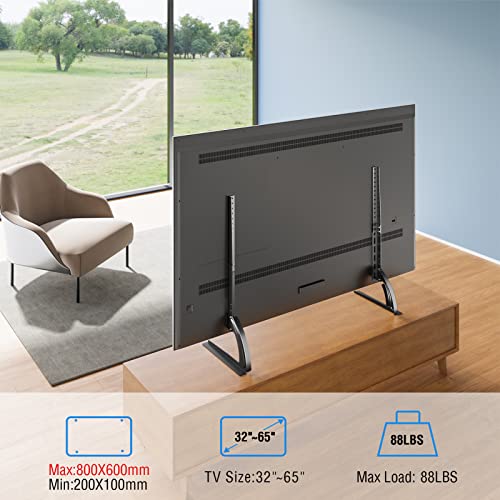 MOUNTUP Universal TV Stand, Table Top TV Stand for Most 32-65 Inch LCD Flat Screen TVs, Detachable TV Leg Fits Max VESA 800x600mm, TV Base with 3 Height Adjustment, Hold up to 88LBS MU1010