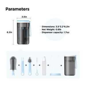 VOGOGE Travel Bottle Brush Set with Extendable Silicone Bottle Brush, Built-in Bottle Drying Rack, Suitable for Home & Baby Travel (Blue)