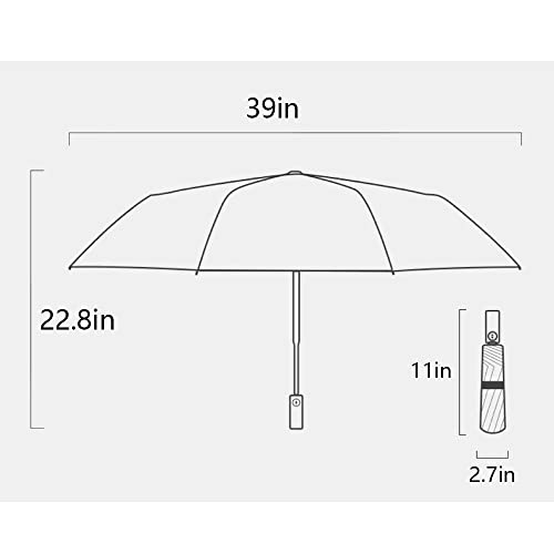 GYY One-Key Automatic Umbrella to Open＆Close with Double-Layer(Titanium Silver＆Vinyl),8-Bone＆3-Fold for Sunny＆Rainy (Cream Beige)