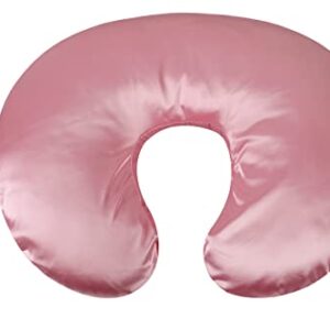 Satin Nursing Pillow Cover Set 2 Pack Ultra Soft Silk Compatible with Boppy Pillow Protect for Baby Hair and Skin Grey & Pink