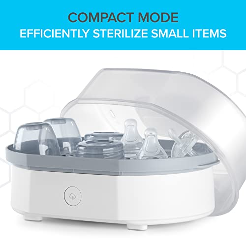 Chicco Baby Bottle Steam Sterilizer 3 in 1 modular system - eliminates 99.9% of harmful bacteria in baby bottles, quickly and naturally with the power of steam, White/Grey