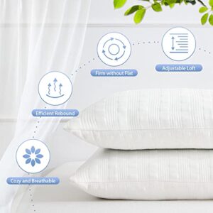 Meoflaw Cooling Pillows for Sleeping Standard Size Set of 2,Shredded Memory Foam Bed Pillow with Double Sided Material Pillowcase,Adjustable Loft Standard Pillow for Side & Back Sleeper-Medium Firm