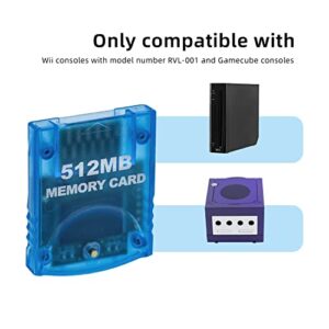 Tolesum Memory Card 512MB(8192 Blocks) 4 Data Areas for Gamecube and Wii Console, Blue 512MB